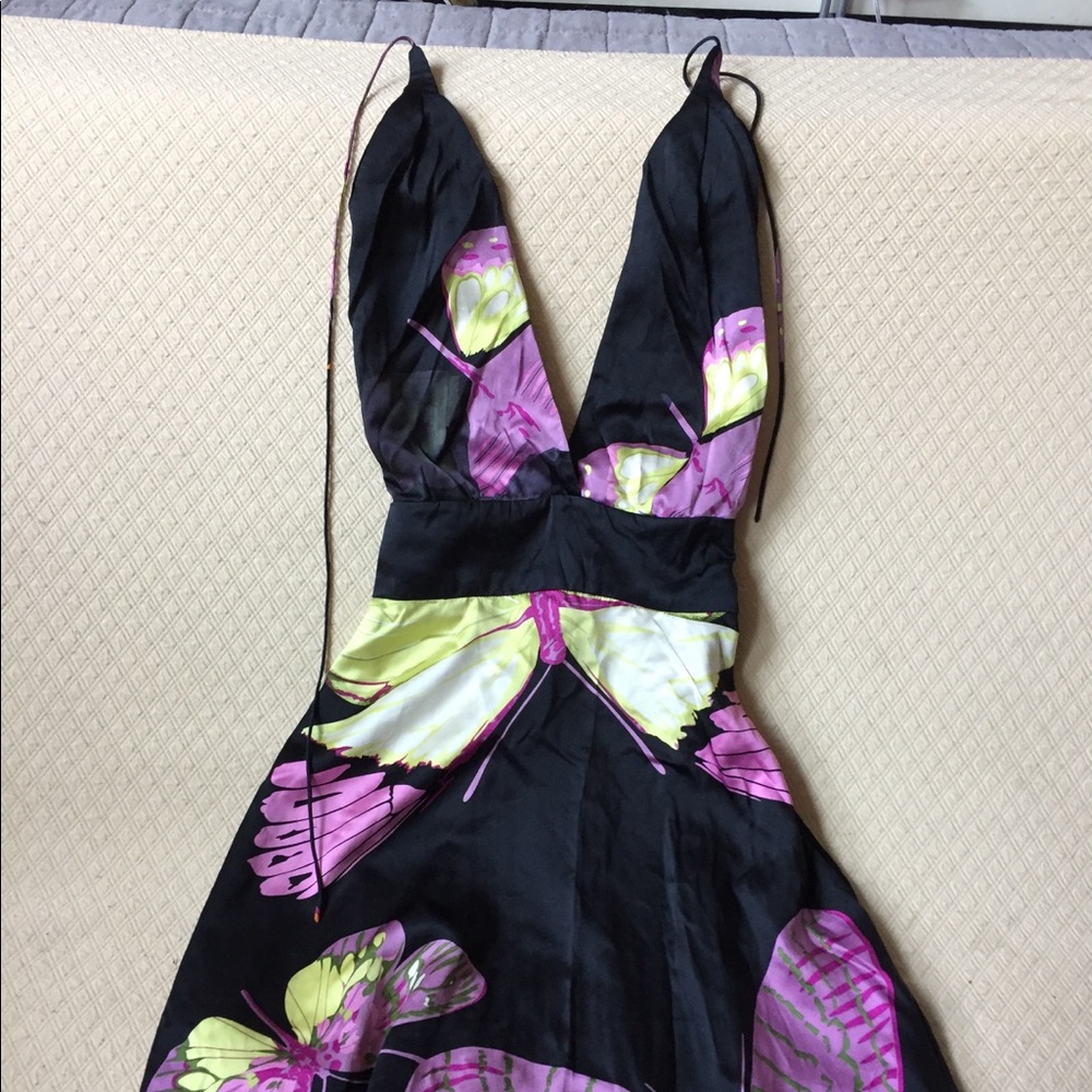 Halter dress with a plunging neckline & low back